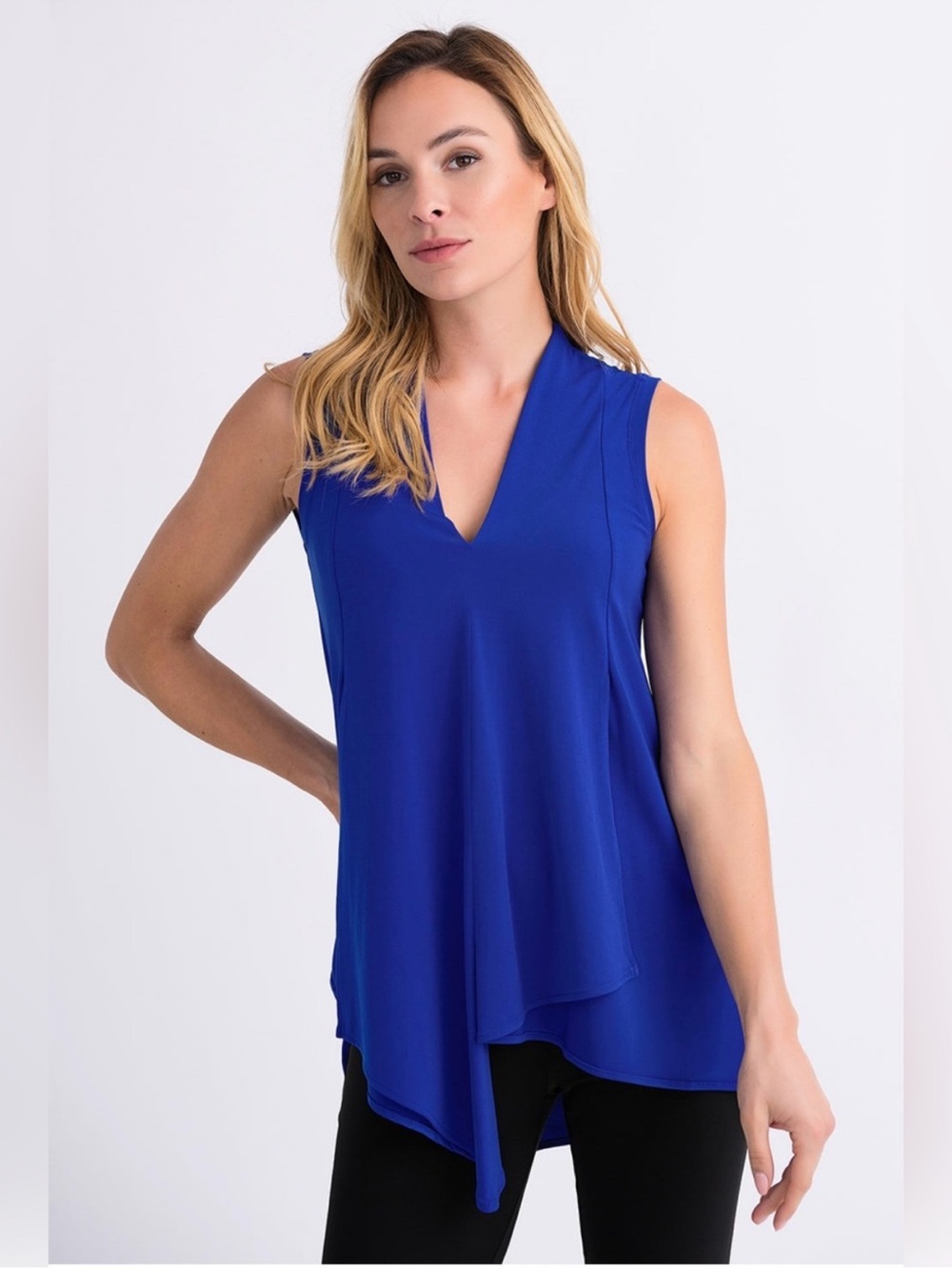 Joseph Ribkoff Royal Blue Sleeveless V-Neck Draped Tunic